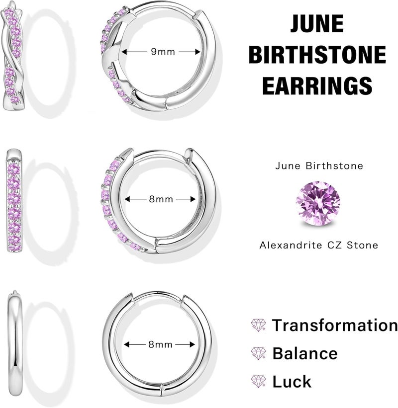 Inerney 14K Gold Plated Huggie Hoop Earrings for Women, Small Sterling Silver Earring Set Hypoallergenic Cartilage Helix Stacks, Mini Dainty Cute Trendy Birthstone Jewelry Gift for Multiple Piercings - Image 3